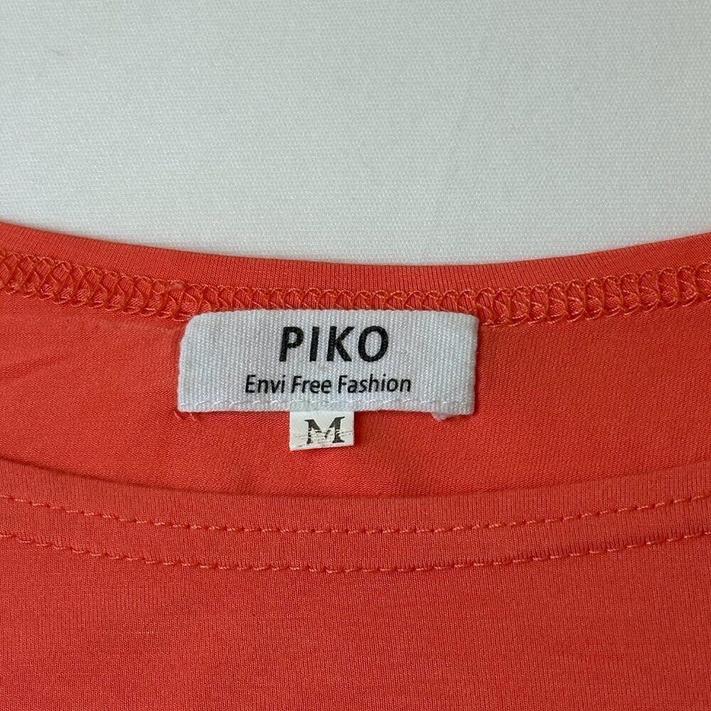 PIKO Shirt Womens Medium Orange Dolman Short Sleeve Relaxed Soft Basic Top - Picture 3 of 11